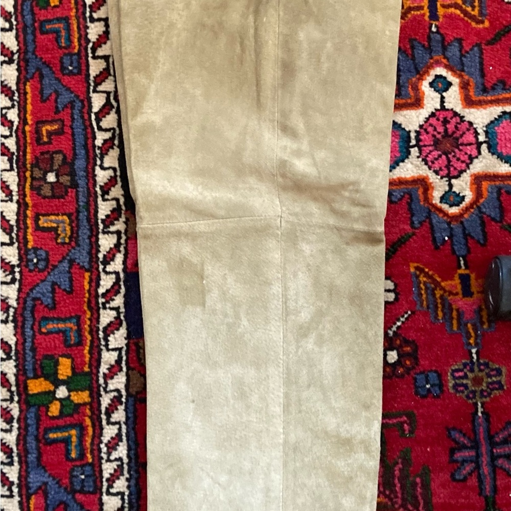 Beige suede leather pants, lined